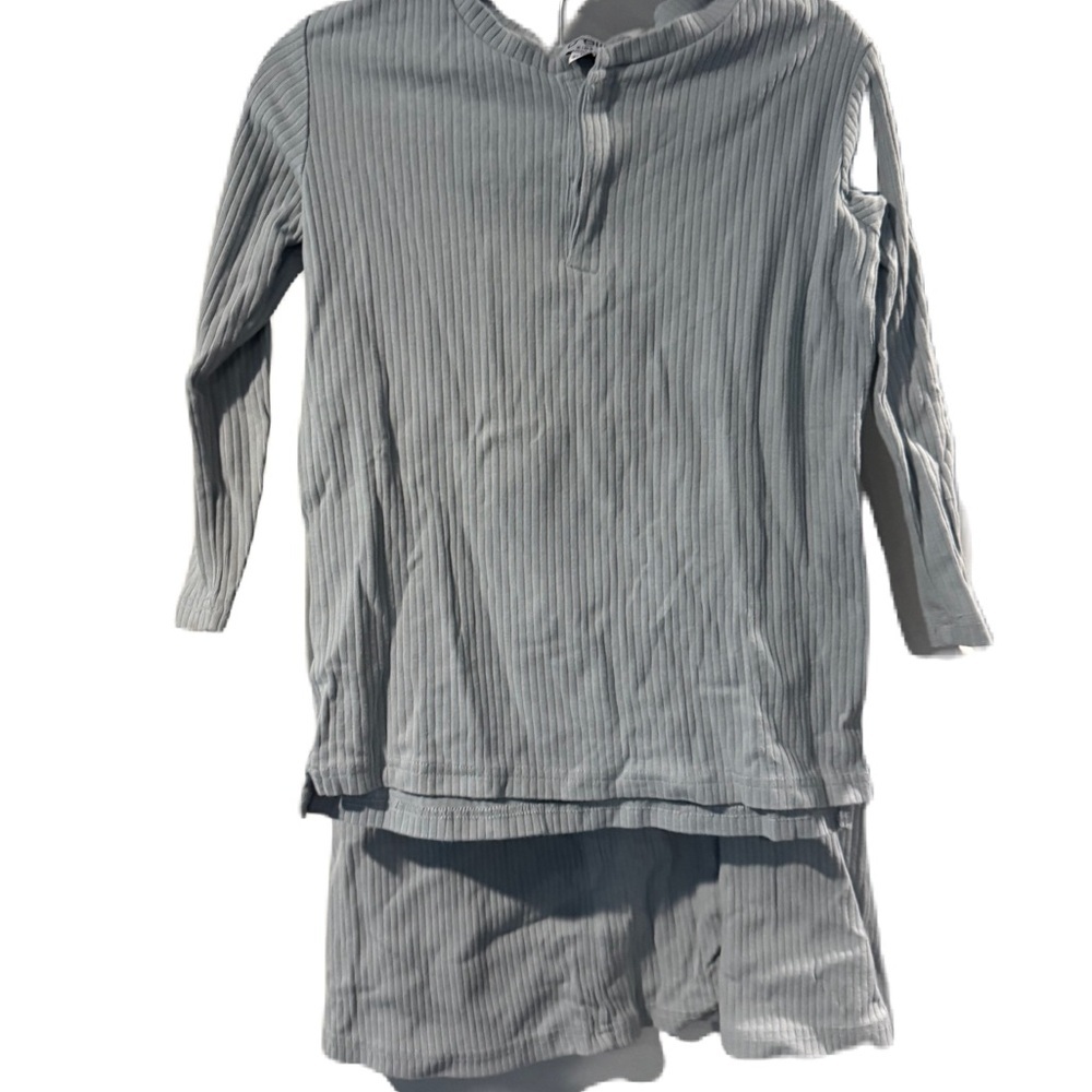 Crew kids lt blue Kids Long Sleeve Shirt & Skirt Set ribbed